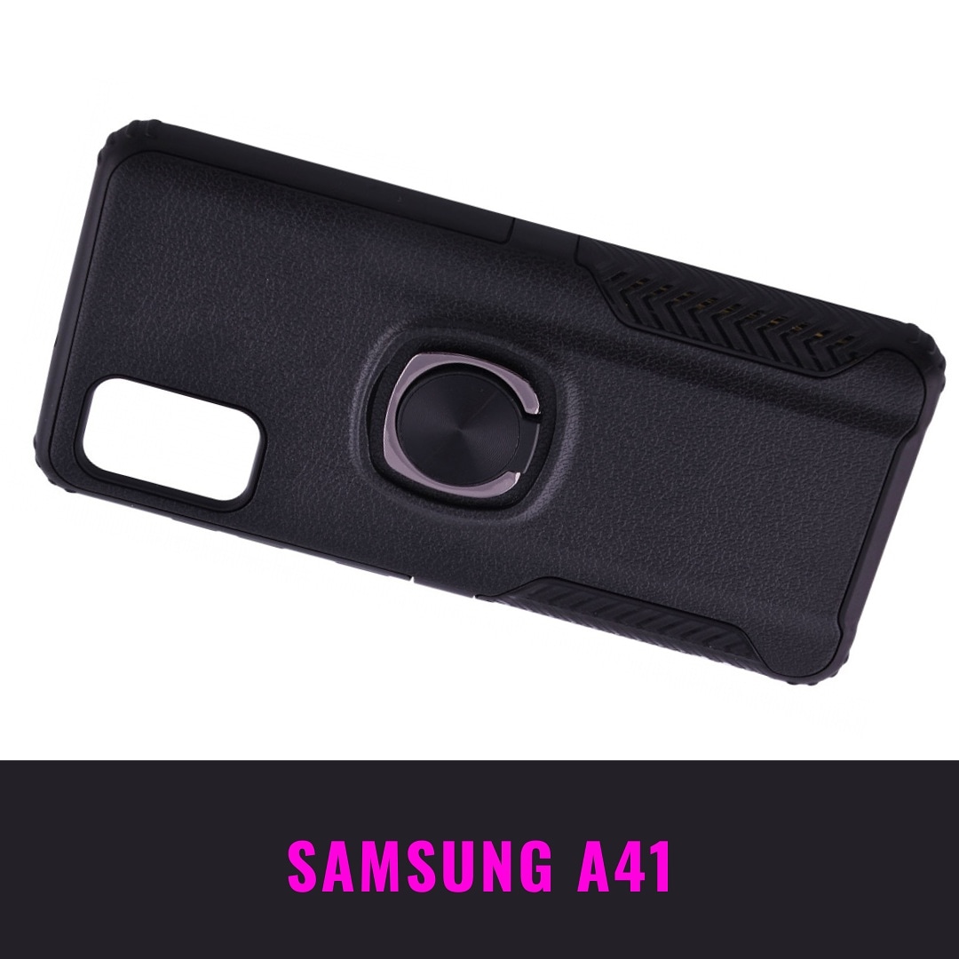 Leather Design Case With Ring (PC+TPU) Samsung Galaxy A41